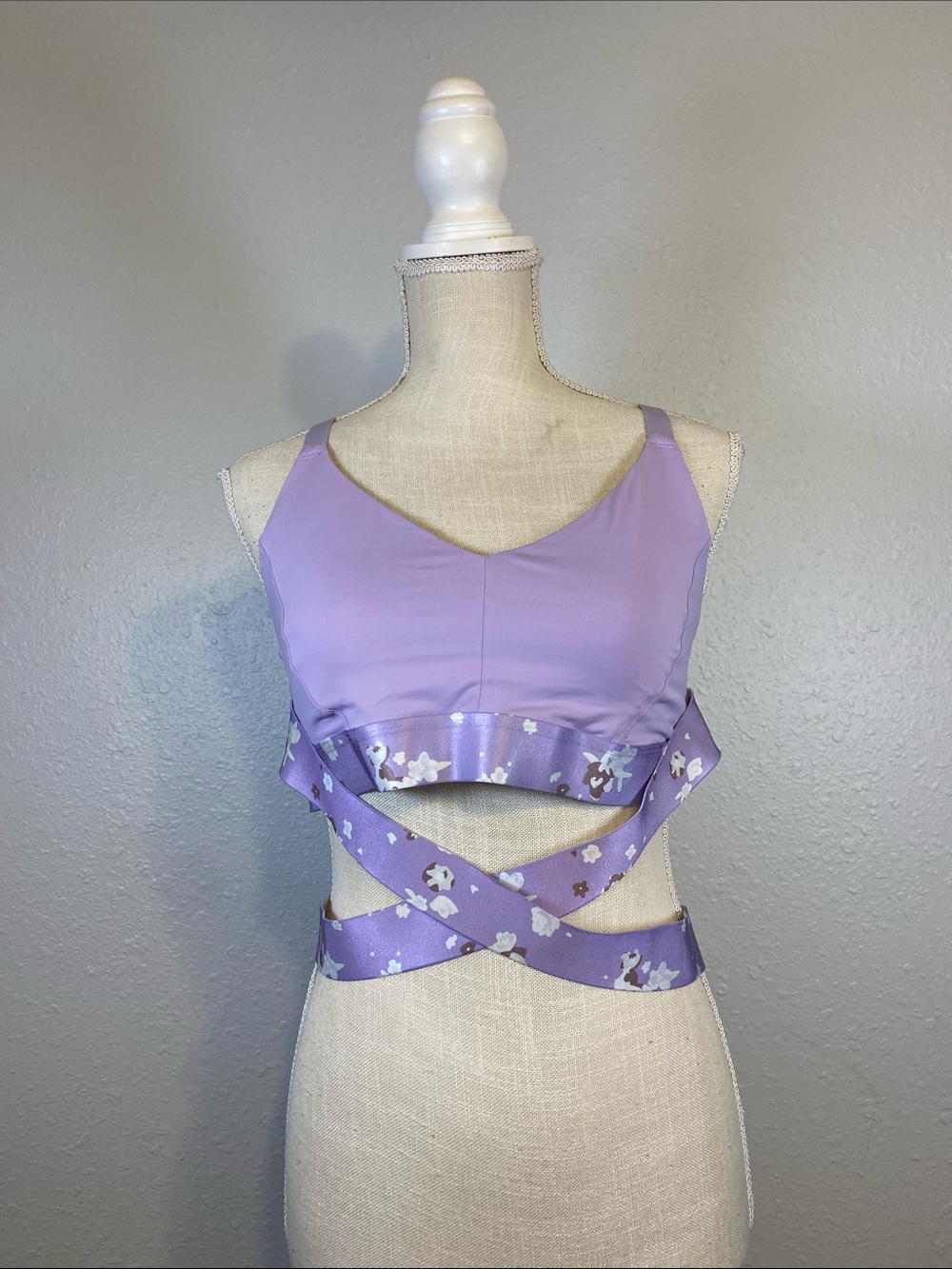 Adore Me Purple Floral Maven Contour Chic Romantic Athletic Sports Bra Size XL